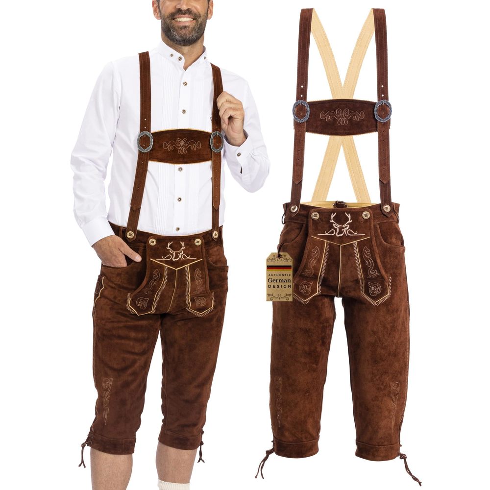 NEW OKTOBERFEST OKTOBERFEST LEDERHOSEN MEN - REAL LEATHER - THE ORIGINAL ME